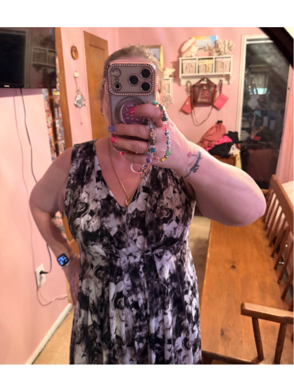 Simply Vera Vera Wang High Low Dress XL Black White Floral Soo Soft! - Picture 7 of 17